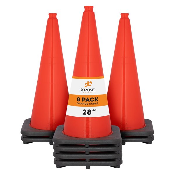 Xpose Safety Traffic Cone, PVC, 28" H, Orange OTC28-8-X